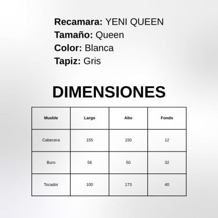 RECAMARA ARJOVIC YENI QUEEN BLANCA TAPIZ GRIS - Image 2