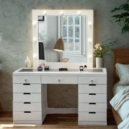 TOCADOR TELL HOLLYWOOD BLANCO CUBIERTA CRISTAL