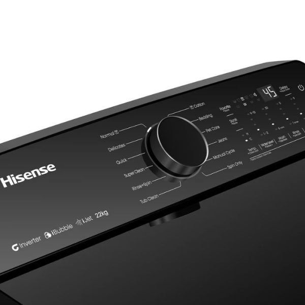 LAVADORA HISENSE NEGRA CON TAPA DE  CRISTAL WT165I2023DB - Image 3