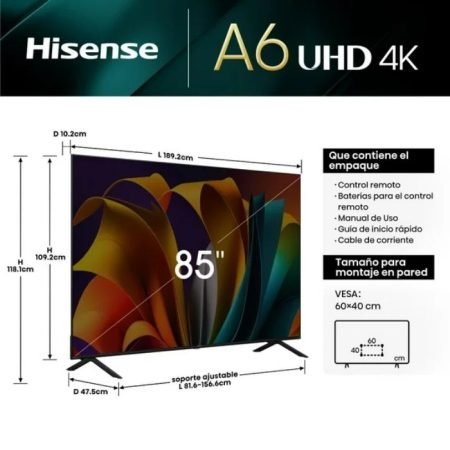 PANTALLA HISENSE 4K SMART GOOGLE TV MOD 85A6N - Image 3