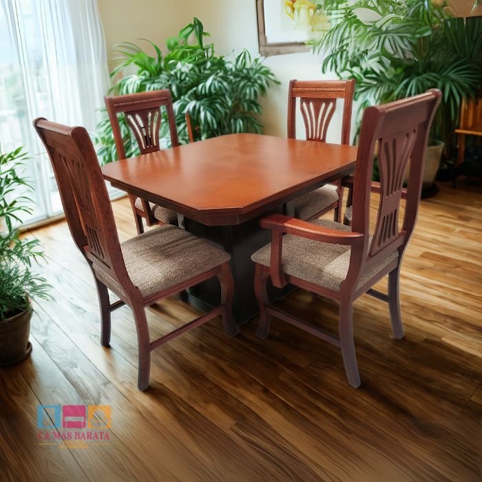 ANTECOMEDOR TELL CLASICO 4P 2 SILLAS 2 SILLON CHERRY MERIDA OREO