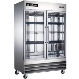 Congelador Vertical Comercial Icehaus CV‑2PC‑SS‑01 – 47 pies³ / 1321 L, 2 Puertas de Cristal, -22 °C a -18 °C