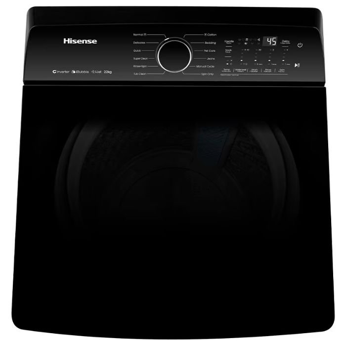 LAVADORA HISENSE NEGRA CON TAPA DE CRISTAR AUT 20KG WT5I2023DB T/1 - Image 2