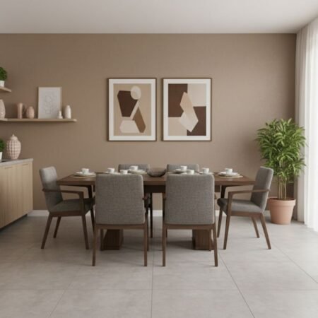 COMEDOR LOMA ALTA SIRIUS NOGAL NATURAL C/PEDESTAL 180*110 6/S