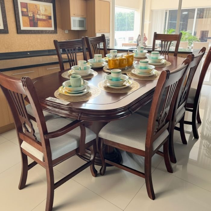 ANTECOMEDOR ORTEGA PARTENON MADERA ANTIGUA 8SILLAS T/2