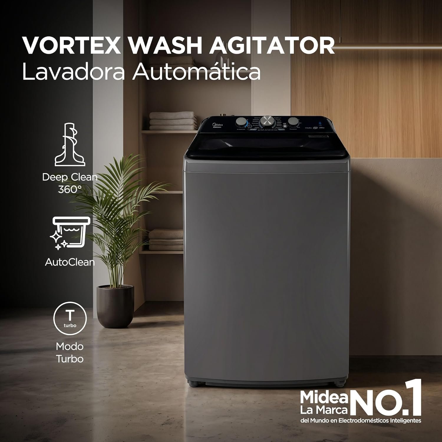 lavadora midea ma500w22g 22kg automatica gris carga superior agitador t/1 lavadora midea ma500w22g 22kg automatica gris carga superior agitador t/1