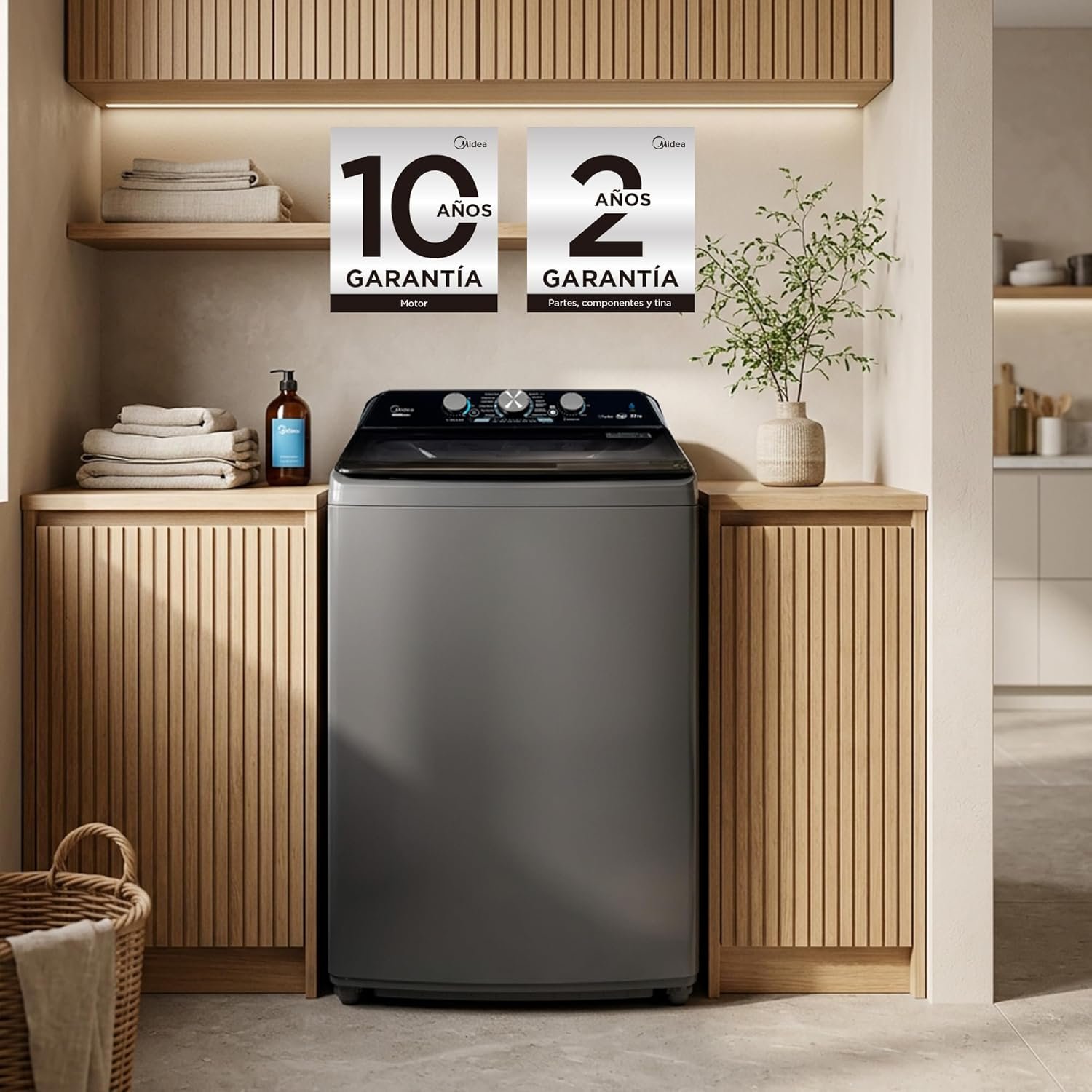 lavadora midea ma500w22g 22kg automatica gris carga superior agitador t/1 lavadora midea ma500w22g 22kg automatica gris carga superior agitador t/1