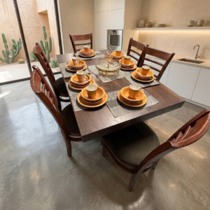 COMEDOR VELAZQUEZ VICTORIA MELAMINA PAROTA 6S LUCIANA COLOR PAROTA CREPI COCOA 5038/5422 T/2